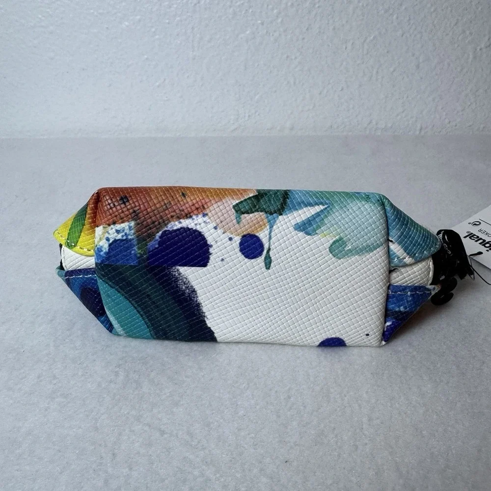 New Desigual Make-up Bag Toiletry Embroidered Believe In Yourself Pouch Colorful